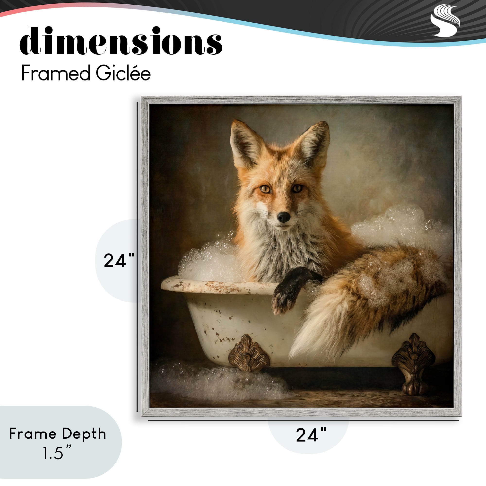Stupell Industries Red Fox Bubble Bath Gray Framed Giclee Art, design by Tina LeCour