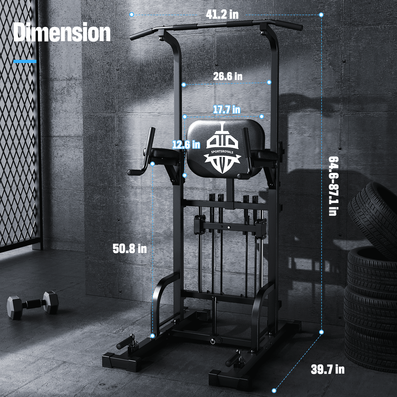 Fed Fitness Sportsroyals Power Tower Pull Up Bar Station, 450LBS Stable Pull Up Dip Station for Home Gym