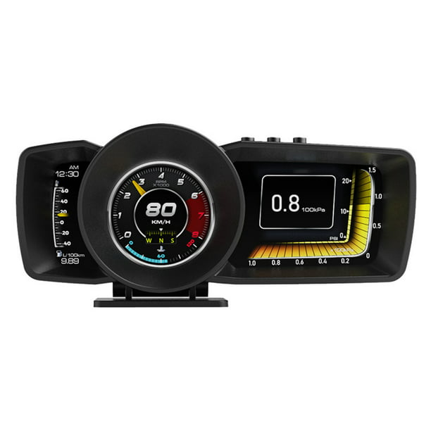 Flmtop AP-7 OBD GPS Smart Gauge HUD Affichage avec Alarme Lumière Ambiante  LCD OBD2 GPS Compteur de Vitesse pour Voitures 