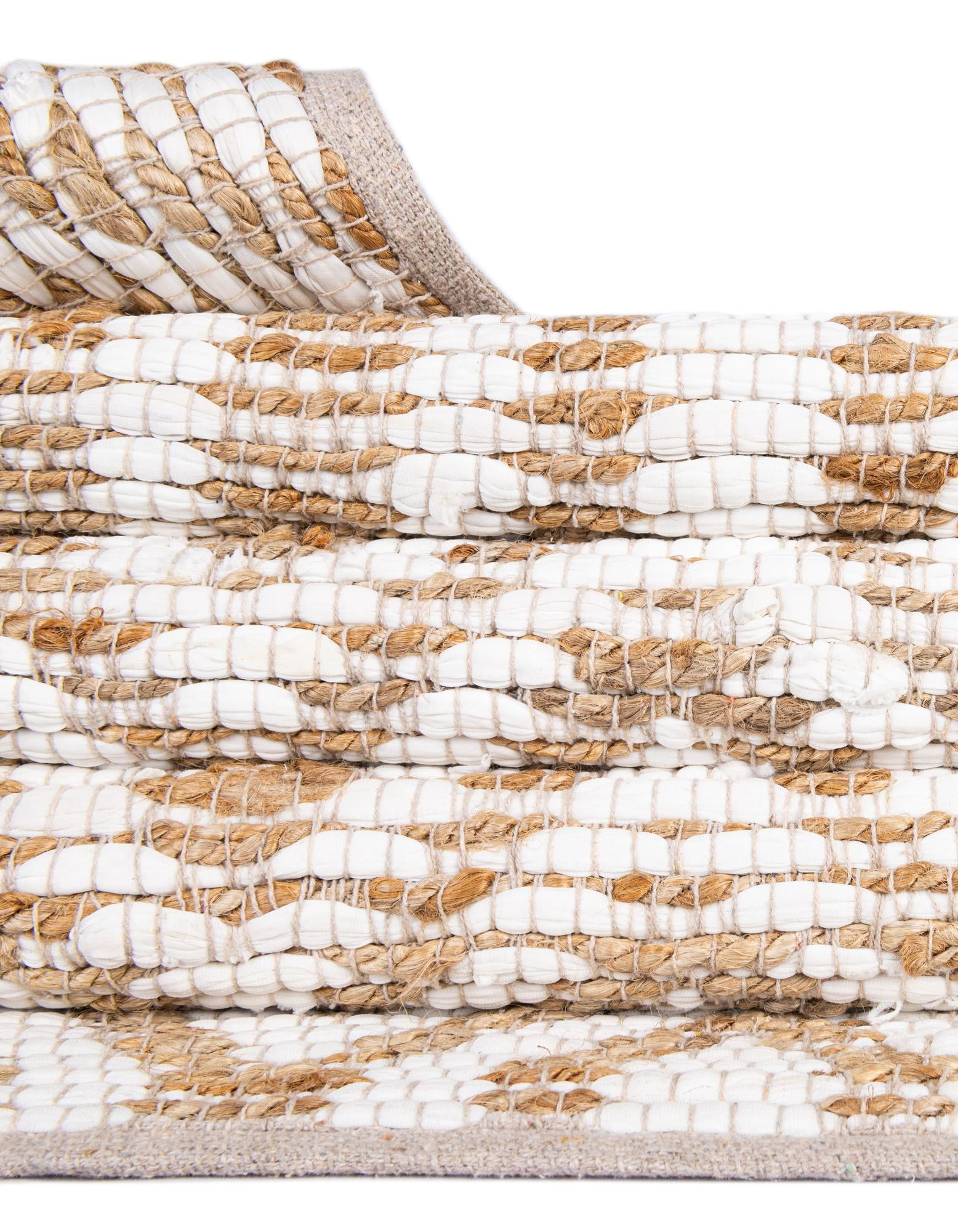Unique Loom Chindi Jute Collection Area Rug (2' x 3' 1" Rectangle White/Natural)