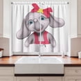 thumbnail image 2 of Ambesonne Animal Cartoon Kitchen Curtains, Smiling Girl, 55"x39", Yellow Grey Pink, 2 of 3