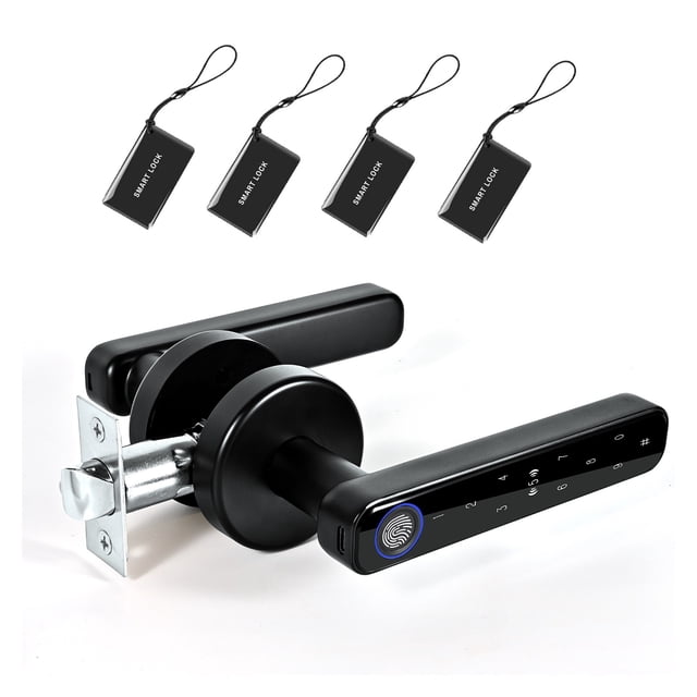Door Lock, Smart Fingerprint Door Lock Handle for Home House Apartment With Key card Digital Door Lock Keypad Keyless Entry electronic lock ,Easy to Install