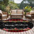 thumbnail image 4 of Round Rugs 7 Ft, Red Plaid Christmas Non Slip Area Rugs for Kitchen Bedroom Entryway, Xmas Snowflake Botanical Poinsettia Washable Carpet Runner Rug Floor Mats for Bedroom Home Decor, 4 of 9
