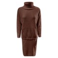 thumbnail image 4 of JHLZHS Robes Petites pour Femmes et Robe d'Hiver Col Roulé Tricoté Couleur Unie Chandail Ensemble Jupe Robe Cocktail Robe Formelle, 4 of 5