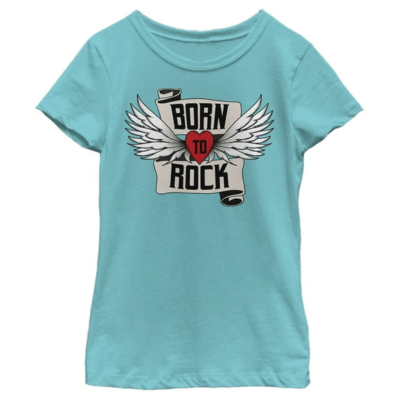 Girl's Lost Gods Born to Rock Tattoo  Graphic Tee Tahiti Blue X Large