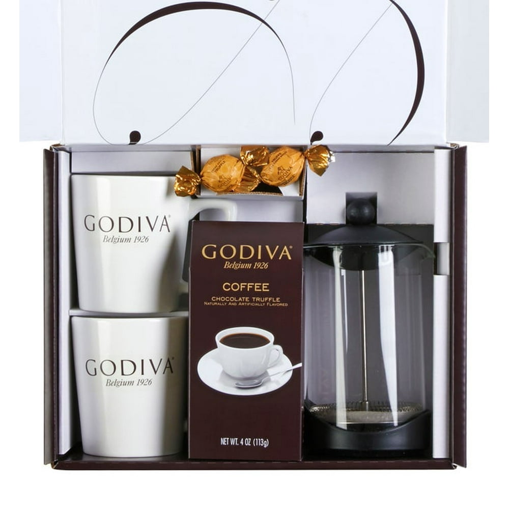 Godiva Coffee French Press Gift Set, includes two 14 oz Mugs, and 34oz
