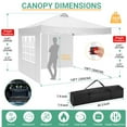 thumbnail image 6 of HOTEEL Canopy 10x10 Waterproof Pop up Canopy Tent with 4 Sidewalls Outdoor Event Shelter Tent for Parties Sun Shade Party Commercial Canopy with Air Vent & One Push Central Button, White, 6 of 9