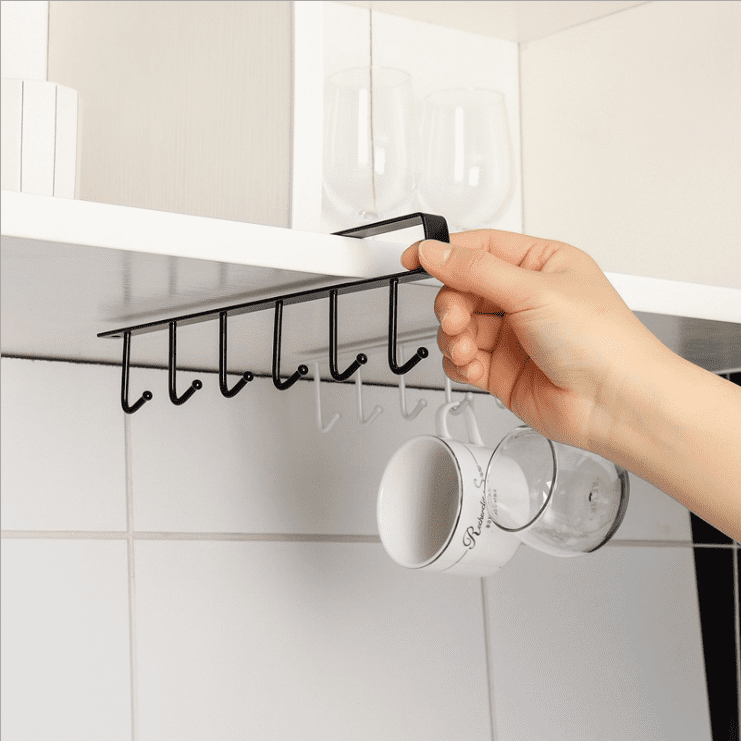 6Hook Under Mug Hanger, Cup Holder Storage Hook Kitchen