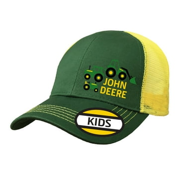 John Deere Embroidered 3 Tractors Kids Mesh Back Hat, Jd Green