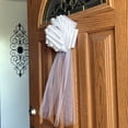 thumbnail image 3 of Assembled White Wedding Pew Bows - 8" Wide, Set of 4, Tulle Tails, Extra Wide Ribbon, Reception, Aisle Decor, Bridal Shower, Anniversary, 3 of 9