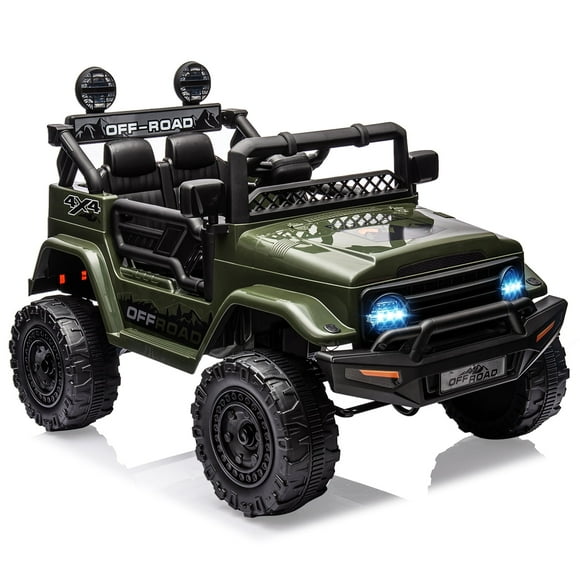 Kids 12V Ride on Truck Electric Car Ride on Toys with Remote Control LED Lights, Bluetooth, 3 Speeds, Spring Suspension