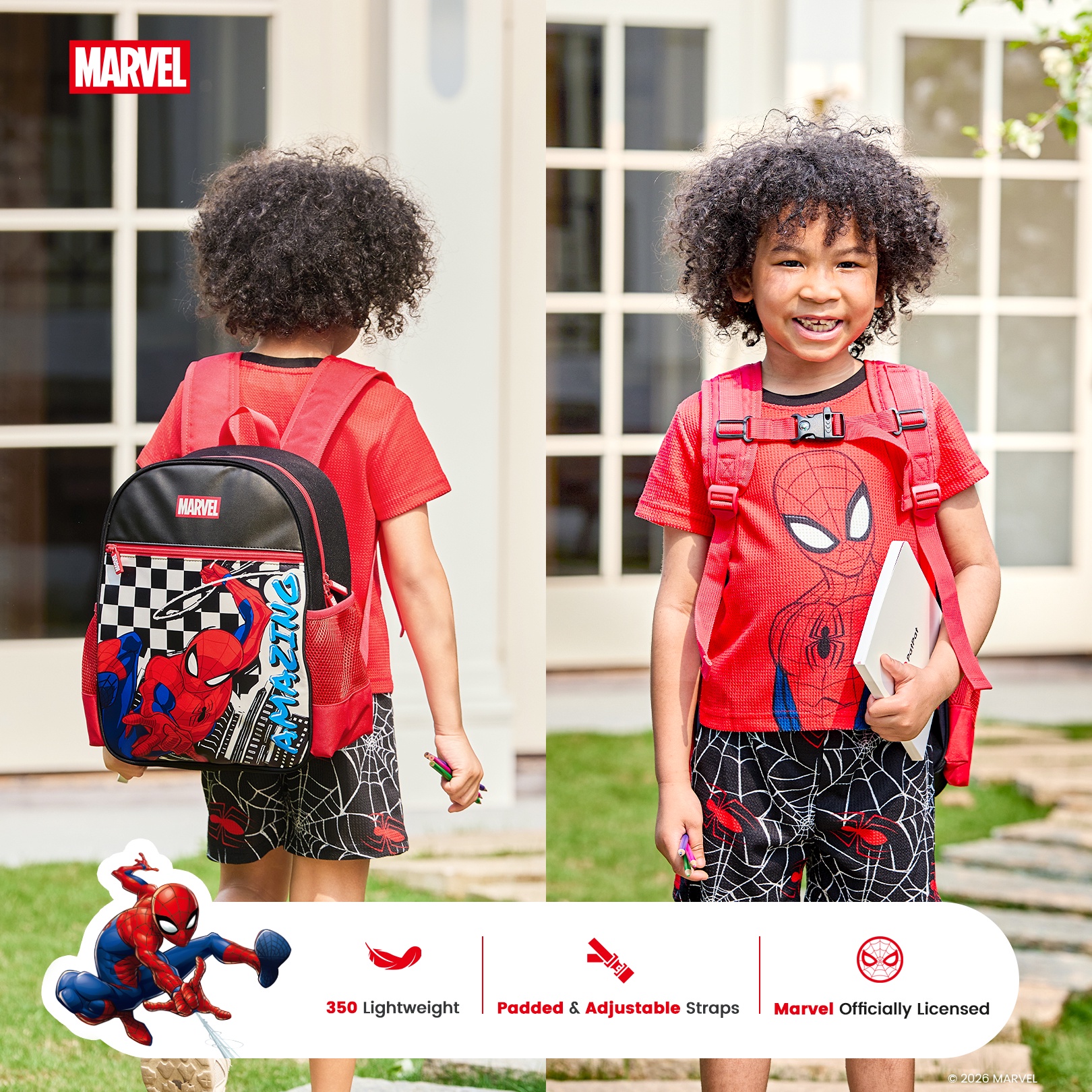 Mochila para niño de Spider-Man, resistente al agua, para escuela, para niños pequeños, para primaria 2