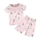 thumbnail image 1 of Odeerbi 1-8 Años Niños Niñas Pijamas de Verano de Algodón de Manga Corta Tops Pantalones Cortos Conjunto de Dos Piezas de Pijama, 1 of 3