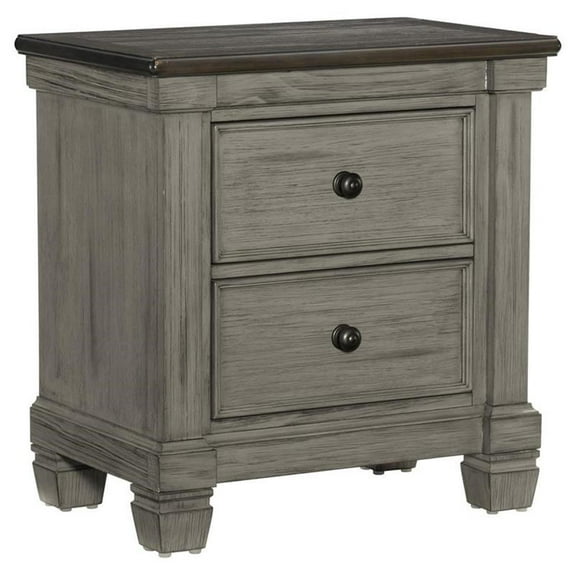 Lexicon Weaver 2 Dovetail Drawers Wood Nightstand in Antique Gray