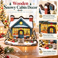 thumbnail image 5 of Christmas Village Decor, Wooden Snowy Cabin Tabletop House with Soft Light for Mantel Console Table Desk and Seasonal Display, 4.72 x 4.33 x 0.79 in, 5 of 6