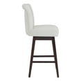 thumbnail image 6 of CHITA 30 in Upholstered Swivel Counter Bar Stools with Back&Wood Legs Set of 2, Faux Leather in White, 6 of 9
