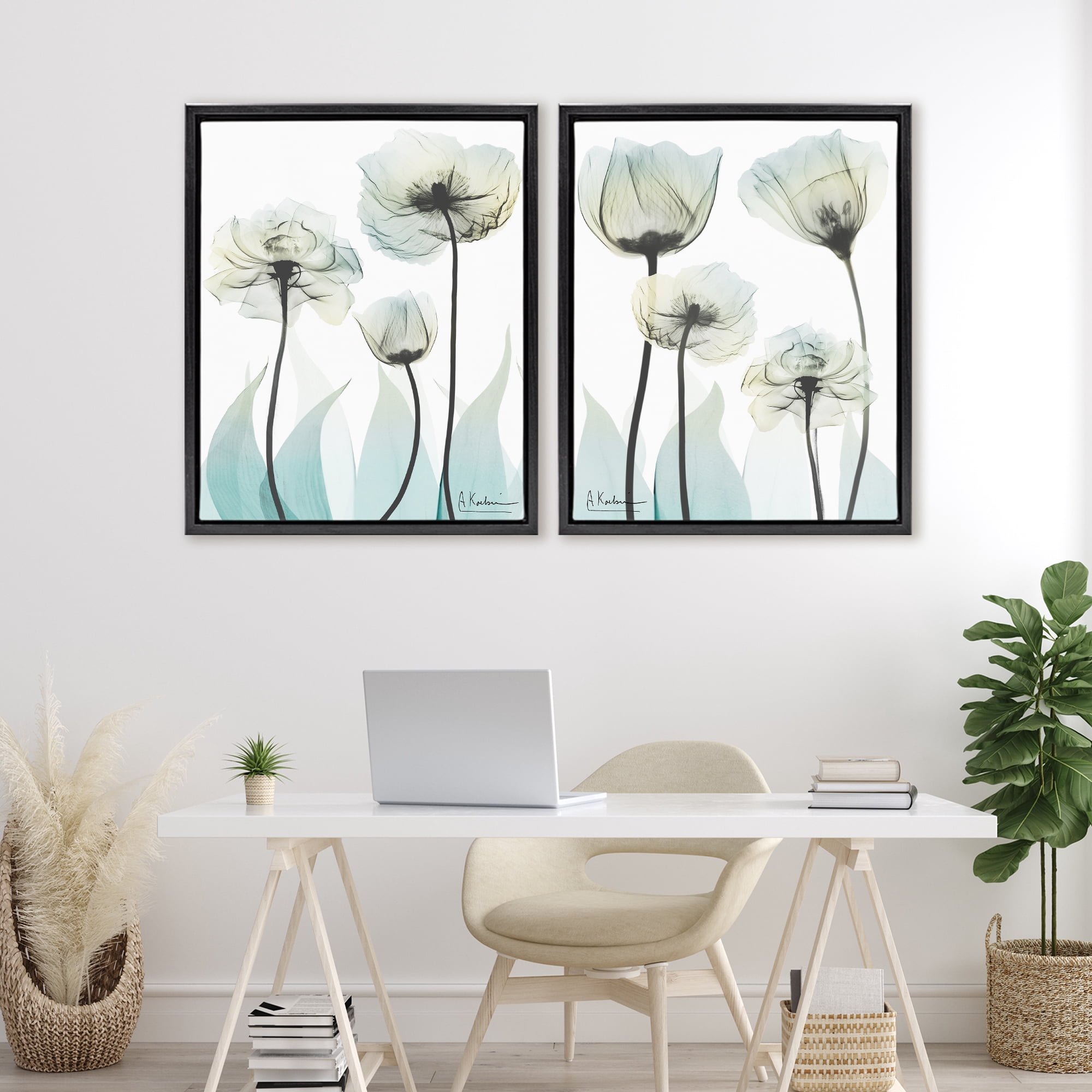 Stupell Industries Luxury Of Creation Flowers 2 Piece Black Framed Floater Canvas Set, design by Albert Koetsier