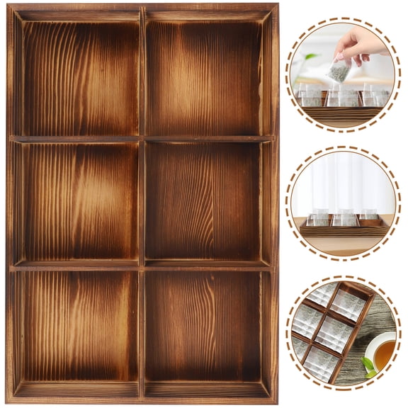 Raindrops Wood Tea Bag Organizer Office Use 1Pack 12.2X8.3X1.6In