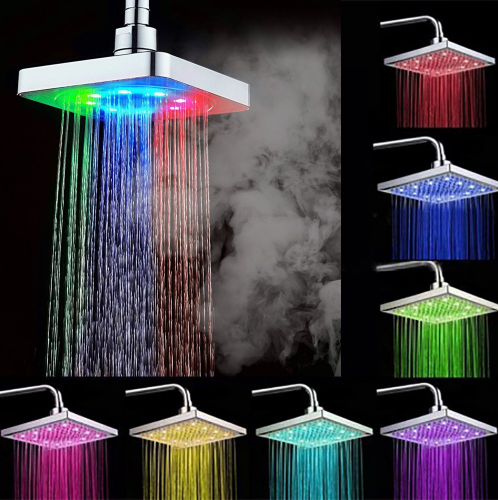 HOT 7 Colors Change LED Light Shower Head Water Bath Home Bathroom Glow Roma @ev 