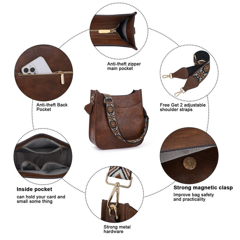 Short Leather Shoulder Strap for Hobo Bag | Handmade Leather Bag Strap | Add-On Short Shoulder Strap for Crossbody Bag