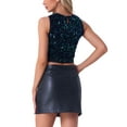 thumbnail image 3 of INSPIRE CHIC Sequin Tank Tops for Women Crop Scoop Neck Sleeveless Sparkly Glitter Club Party Nightout Vest Blouse S Blue Green, 3 of 6