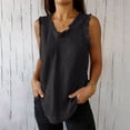 thumbnail image 1 of RKSTN Womens Summer Tops Sleeveless Cotton Linen Tank Top Plus Size Solid Color Crew Neck Ripped Edges Weekend Shopping Simple Versatile Tops, 1 of 9