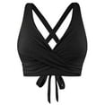 thumbnail image 2 of Hontri Women's Solid Color Cross-Back Fashion Casual Bikini, 2025 Women's Underwire Bikini Top Full Coverage Swimwear | Adjustable Tie-Back Bathing Suit for Beach & Pool, Black, M, 2 of 5