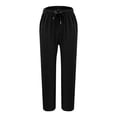 thumbnail image 3 of JJHGVB Palazzo Pants Wide Leg Pants Woman Womens Daily Elastic Waist Straight Solid Color Casual Pants Loose Long Pants Barrel Pants Women Women'S Pants Black L, 3 of 6