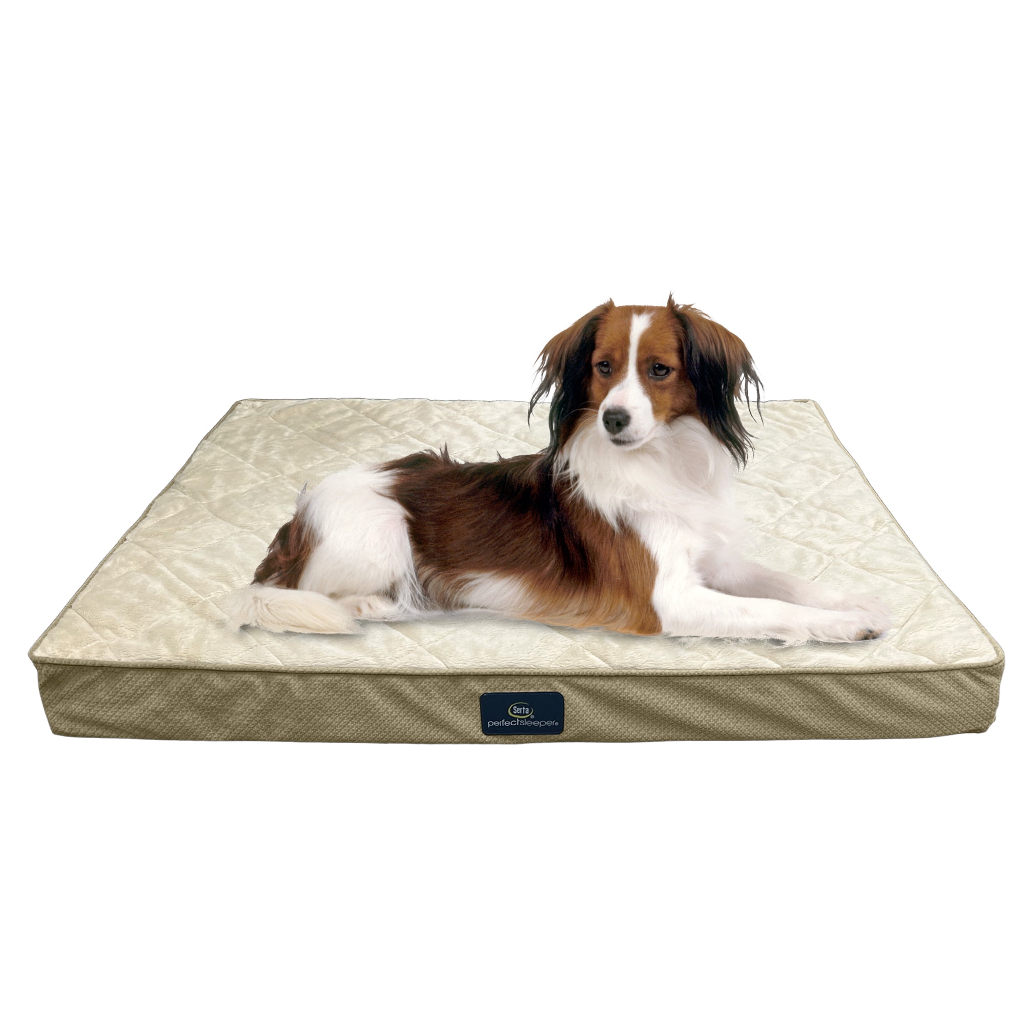 SertaQuilted Orthopedic Pillowtop Dog Bed with Removable Cover,Tan, Large