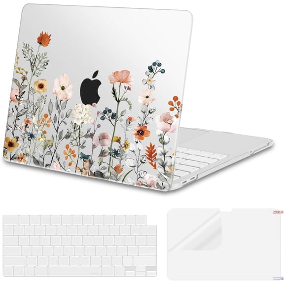 MOSISO Floral Hard Shell Case Compatible with MacBook Neo 13 Inch A3404, Scratch-Resistant Protective Laptop Cover