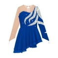 thumbnail image 3 of TiaoBug Kids Girls Sequin Mesh Spliced Ballet Figure Ice Skating Leotard Dress Dark Blue 12, 3 of 4
