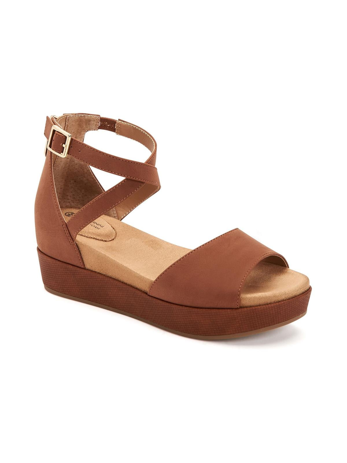 Giani Bernini Womens Ellenaa Nubuck Ankle Strap Wedge Sandals - Walmart.com