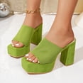 thumbnail image 5 of Women's Ribbed Knit Platform Mules, Trendy Open Toe Chunky Heel Slides, Comfortable Solid Color Slip On Heels for Summer, Plus Size Available for Wide Feet, Fashionable Outdoor Dress Shoes, 5 of 10