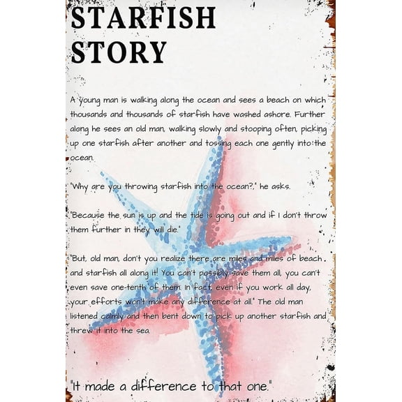 Starfish Story Poem Wall Art Home Decor for Bedroom Poster Landscape  for Artwork poster