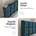 thumbnail image 4 of Sifurni King Size Platform Bed Frame with Wingback Fabric Upholstered Square Stitched Headboard and Wooden Slats, Navy Blue, 4 of 7