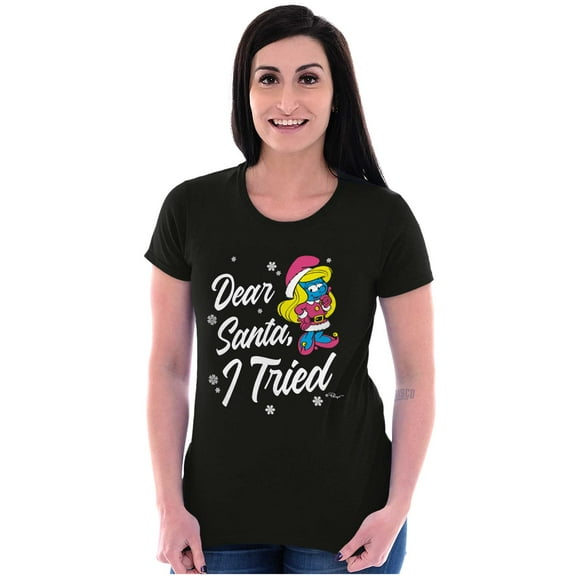 Smurfette Dear Santa Christmas Women's T Shirt Ladies Tee Brisco Brands S