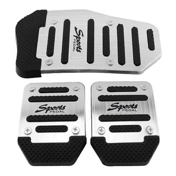 3Pcs Gas Accelerator Pedal Break Pedal Clutch Pad Cover Foot Pedals Non-Slip for Manual Transmission Car Silver