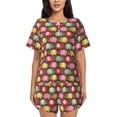 thumbnail image 1 of Balery Cute Elephants Conjunto de Pijama para Mujer con Estampado, Dos Piezas de Manga Corta y Shorts, Ropa de Dormir Suave con Cuello Redondo y Bolsillos-Large, 1 of 1