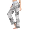 thumbnail image 3 of Women Pajama Pants Lounge Pants Long Stretch Comfy Sleepwear Cute Cat Gray Kitten Animal, 3 of 7