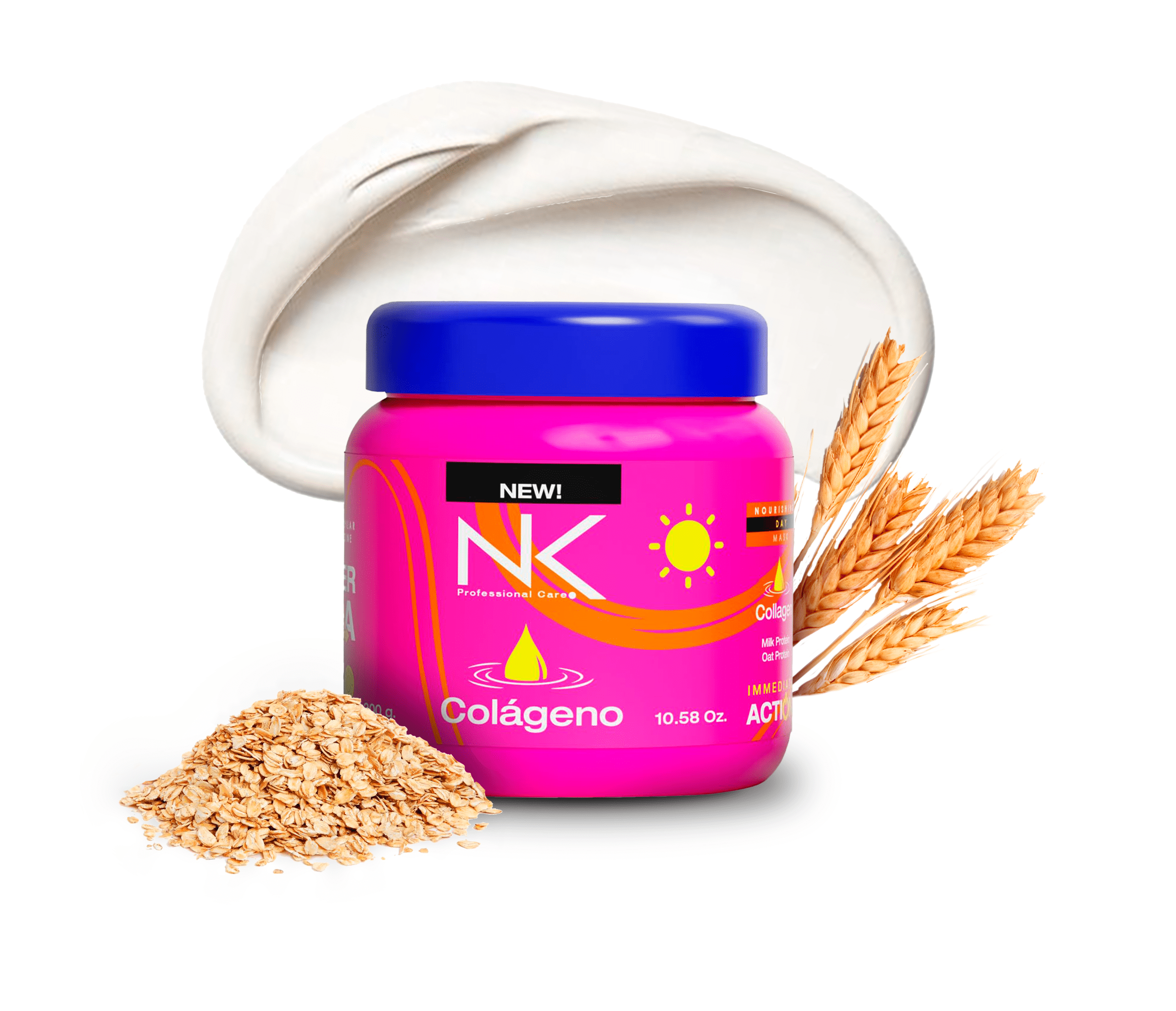 NK Nourishing Hair Mask Kit (Day & Night) – Argan Oil, Hyaluronic Acid, Vitamin E + Collagen, Milk Protein & Oat; Frizz Control, Heat Protectant, Repair, Smooth Hydrated Strong Hair 10.58 Oz Each