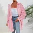 thumbnail image 2 of Women's Shirt Transparent Anti-UV Sun Protection Long Sleeve Button-Up Loose Casual Summer Top | Yubnlvae (Pink | A), 2 of 9