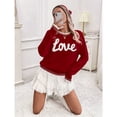 thumbnail image 5 of Women Valentine Knit Sweater Long Sleeve Crewneck Pullover with LOVE Letters Casual Warm Holiday Gift Tops, 5 of 6