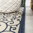 thumbnail image 7 of JONATHAN Y SANTA MONICA 5' Round Area Rug, Madrid Vintage Filigree Textured Weave - Navy/Beige, SMB107G-5R, 7 of 7