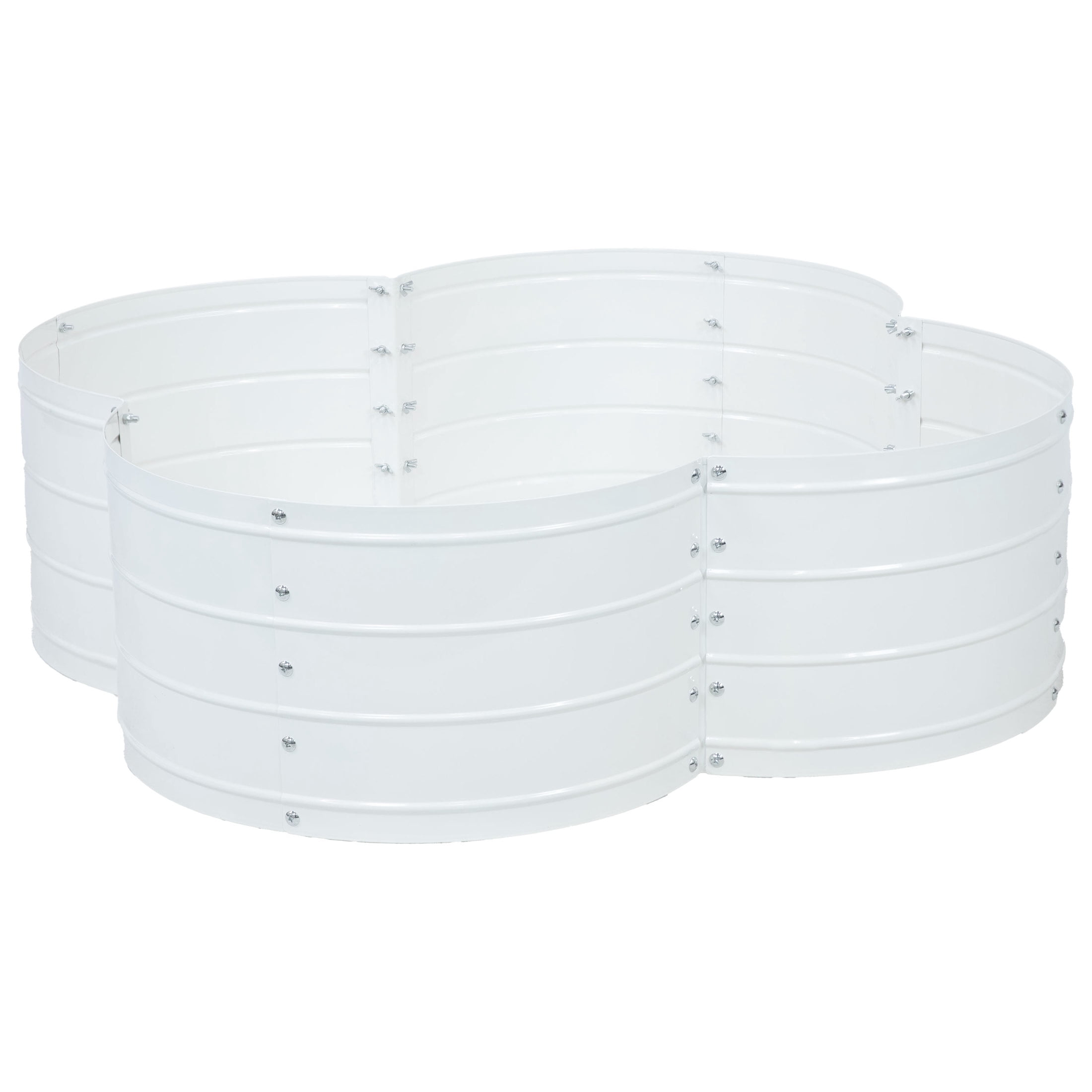 Sunnydaze 43" x 43" x 12" 4-Leaf Clover Ivory White Galvanized Steel Outdoor Raised Garden Bed
