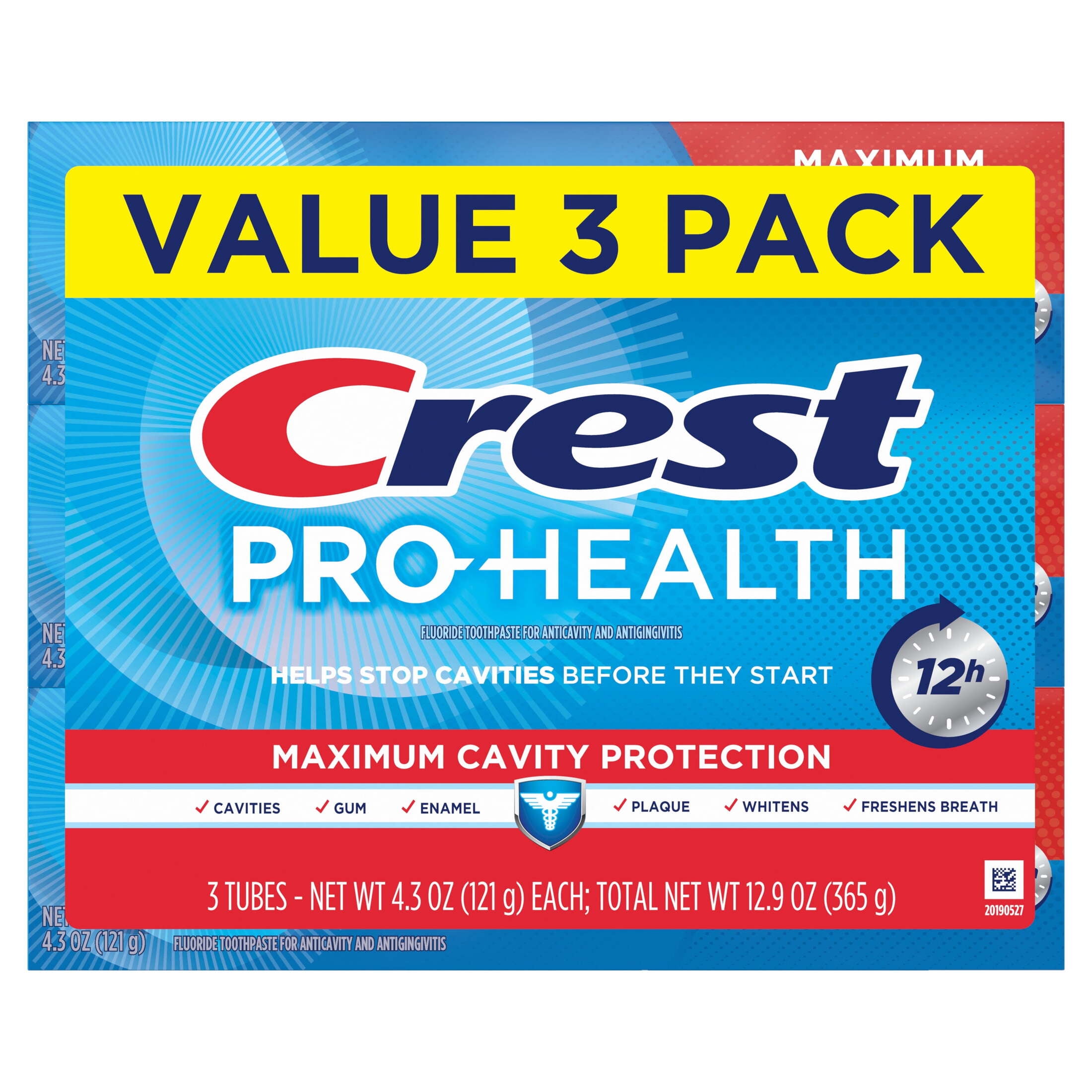 Crest Pro-Health Maximum Cavity Protection Toothpaste, 4.3 oz, Pack of 3