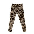 thumbnail image 7 of COEQINE Brown Leopard Print Girls Yoga Leggings Pants Full Length Athletic Trousers High Waist Tummy Control, for 6-7 Years Kids, 7 of 7