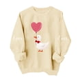 thumbnail image 2 of FAWUUDO Womens Valentines Day Sweatshirt Heart Print Crewneck Long Sleeve Pullover Casual Comfortable Romantic Gift for Her Beige XL, 2 of 7