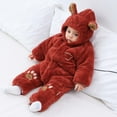 thumbnail image 2 of XDZJLR Fleece Baby Pajamas Winter Thermal Romper Jumpsuit Warm Lined Infant Outfit Cozy Padded Newborns Red 0-3 Months, 2 of 5