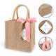 thumbnail image 3 of Paquete de 6 bolsas de yute con bonitas hojas de 25 x 25 x 18 cm, cinta rosa, 3 of 7