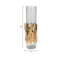 thumbnail image 3 of Glass Pillar Candle Holder with Metal Accent - Glam Smoky Decorative Taper Candle Stand for Home, Office, Bedroom, Living Room - 20" Gray, 3 of 10
